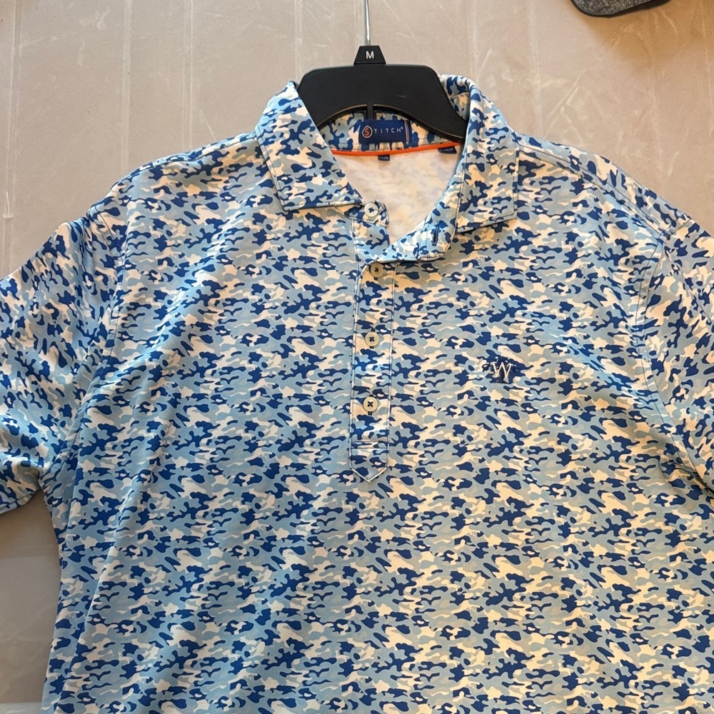 Blue Camouflage Stitch Polo Shirt